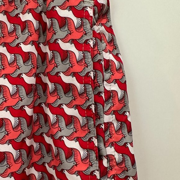 Mr. Swim Men's Bathing Suit, Red with Gray, Pink & White Doves - Picture 4 of 7